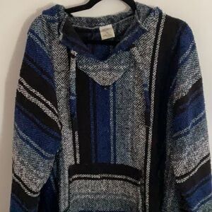 Blue and Black Men's Hoodie vintage